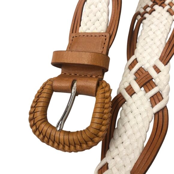 Genuine Leather White Tan Weaved Belt main image 8